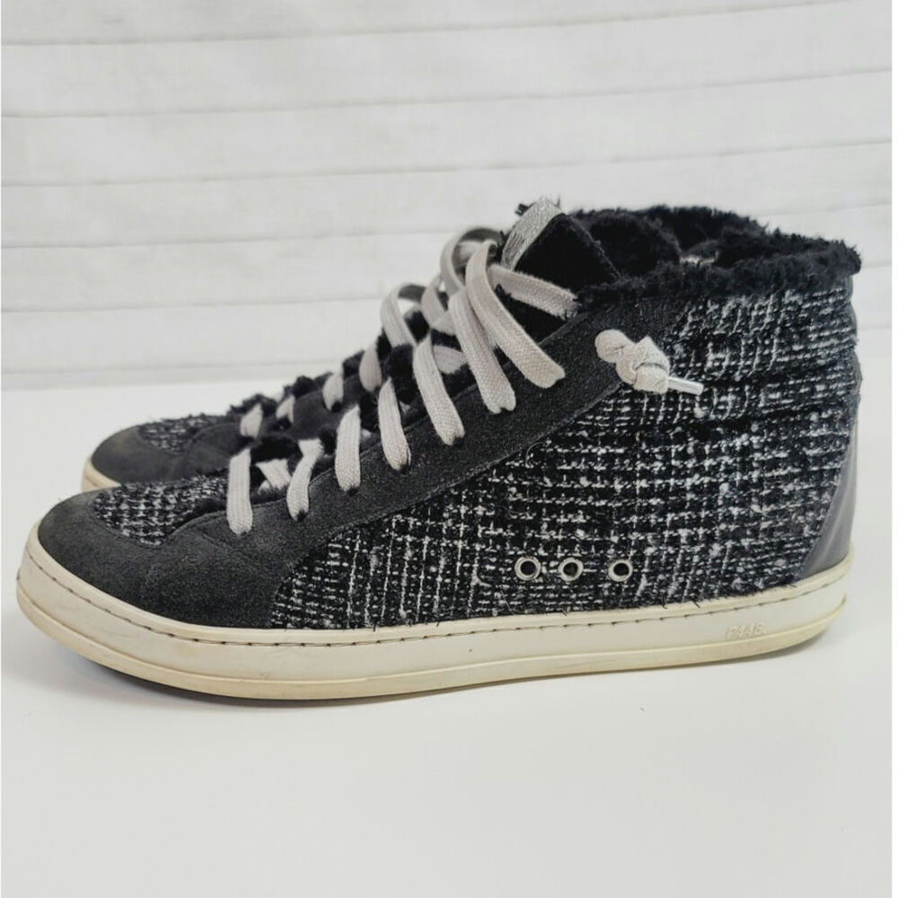 P448 High Top Sneaker in SHAKA w Fur Trim, sz 38 / 7.5 US